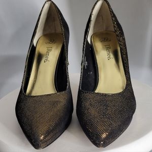 Gold and Black Platform Pumps